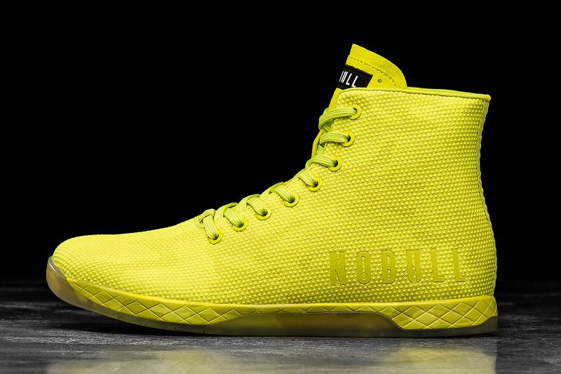 Men\'s Nobull High-Top Neon Lime Camo Trainers Yellow | SG D2442F